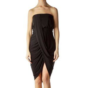 BCBG MaxAzria Black Strapless Wrap Cocktail Dress